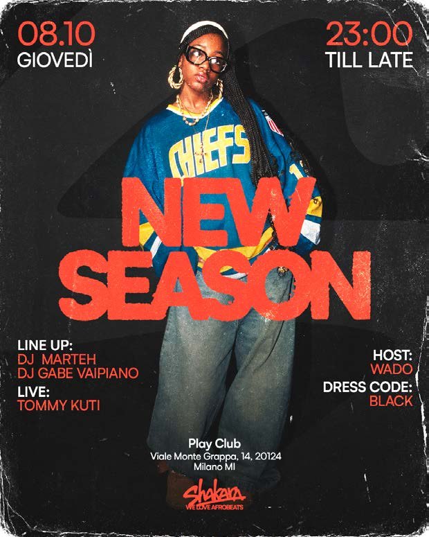 Flyer Shakara New Season, giovedì 8 ottobre al Play Club